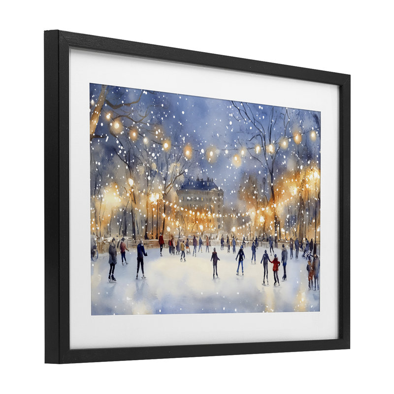«Ice Skating Under The Lights», reproduction encadrée sous verre, design by Creative Studio, H 17 po x l 23 po