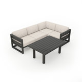 Avion Classic 5 Piece Sectional Set - Black - Cast Lagoon