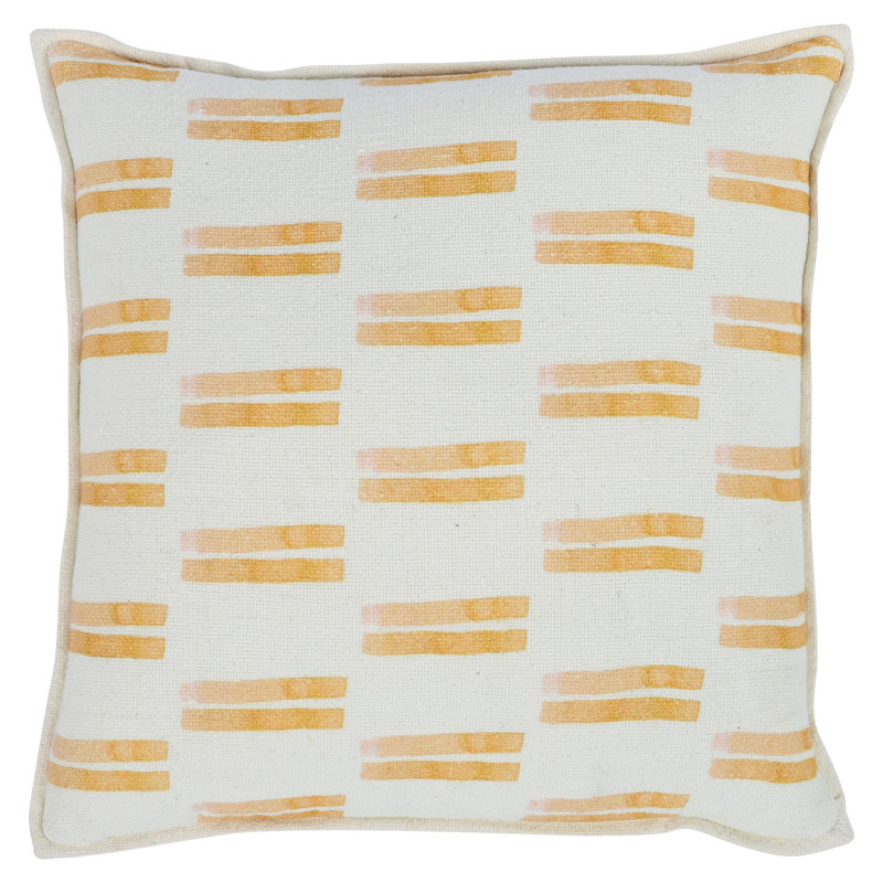 Housse et insert de coussin carré Lotha, Ivoire / orange