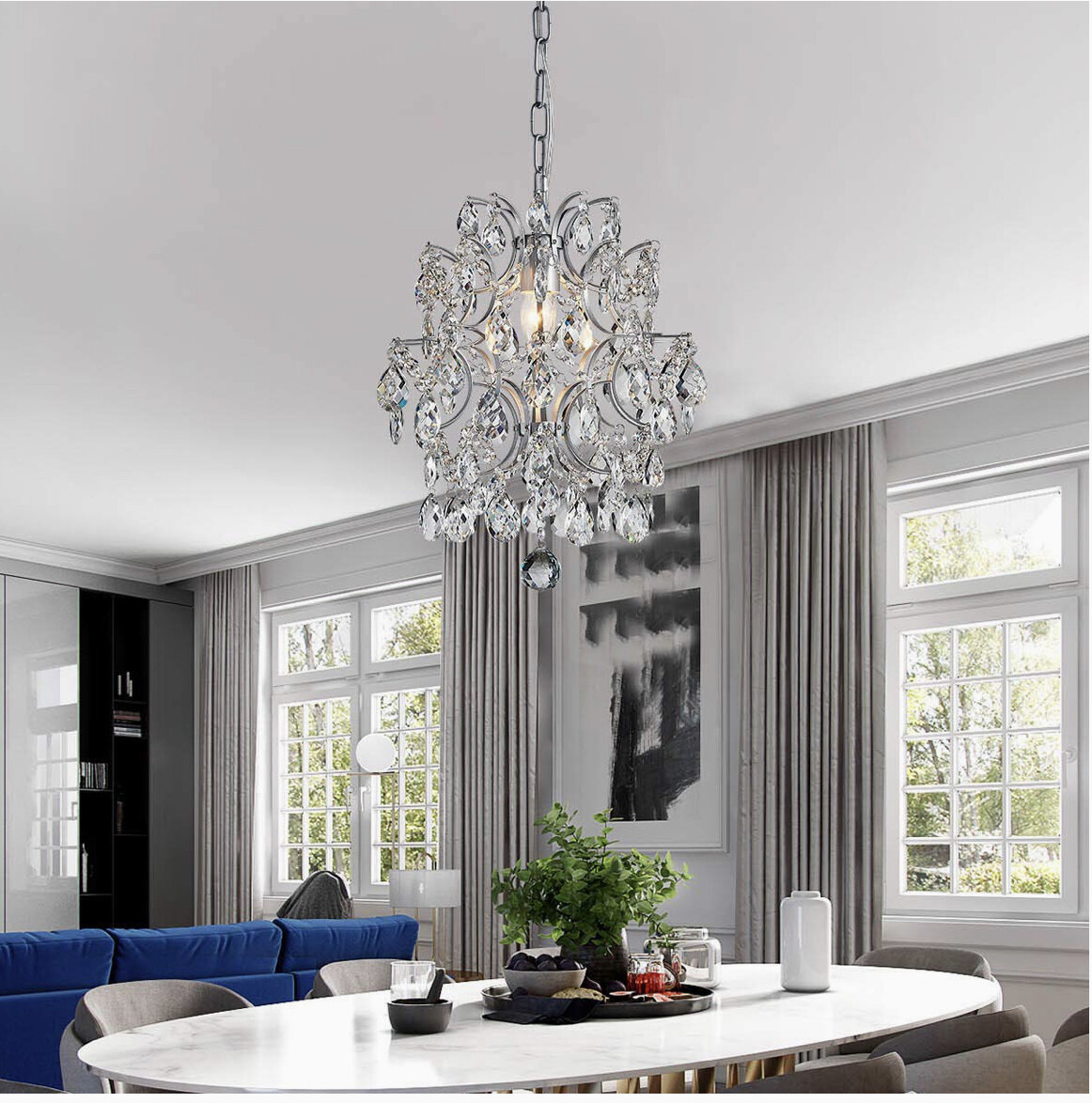 Rosdorf Park 3Pcs Crystal Chandelier Lighting Adjustable Hanging