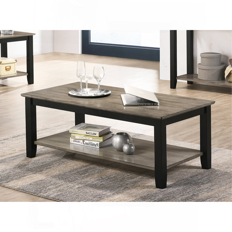 Table basse avec tablette ouverte en brun foncé
