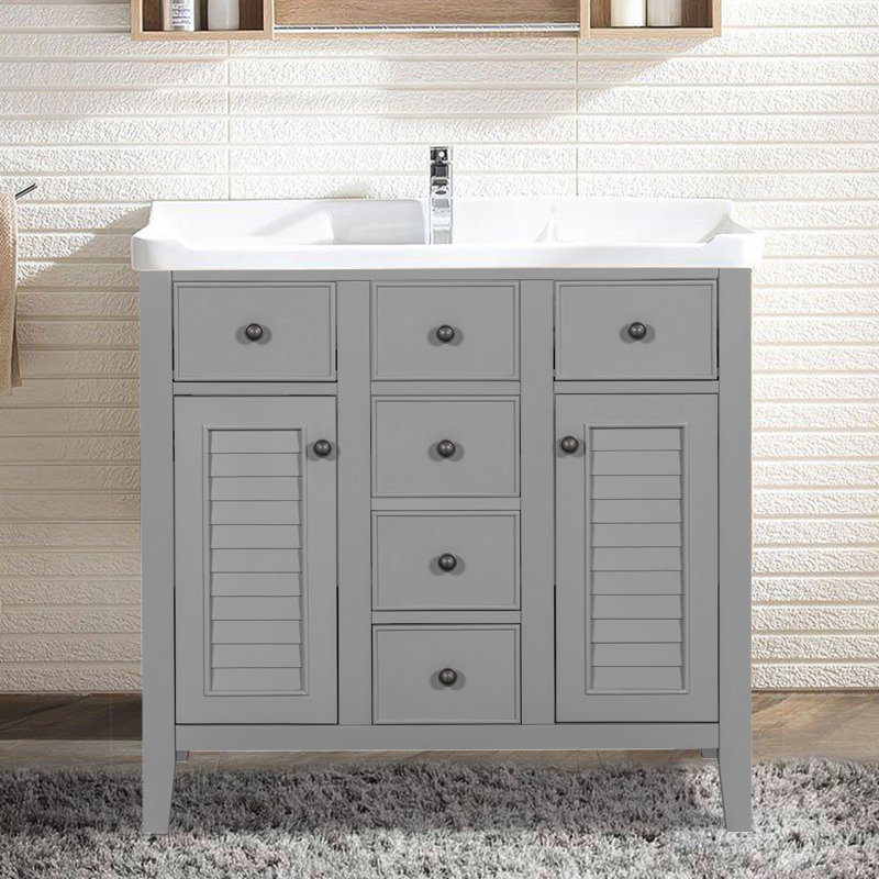 35'' Single Bathroom Vanity Base Only, Gray