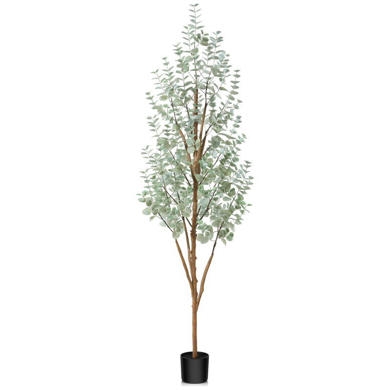 Eucalyptus artificiel Adcock en pot avec des feuilles réalistes et un tronc naturel