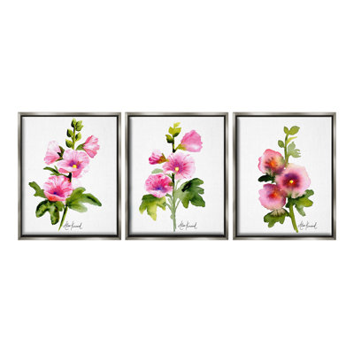 «Pink Flower Watercolors» par Alexandria Gilbert Kincaid, 3 pièces sur toile