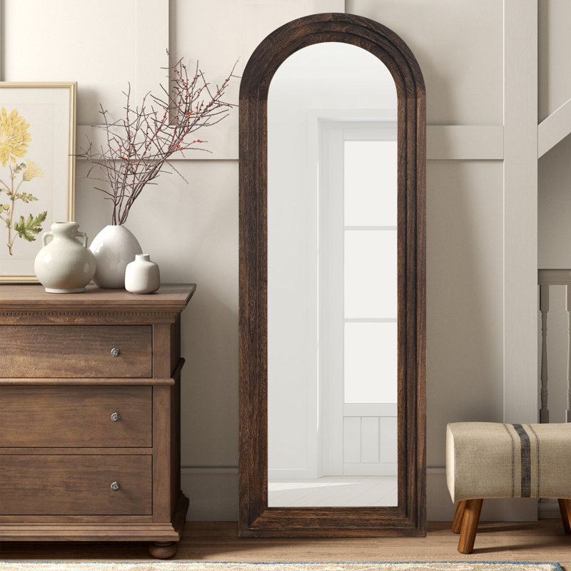 Miroir mural en bois massif 71 po H, Bois brun foncé, 71 po x 31 po