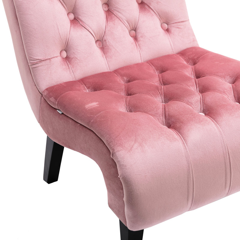Chaise de salon confortable en velours rose avec coussin éponge et pieds confortables - Décoration intérieure, Rose