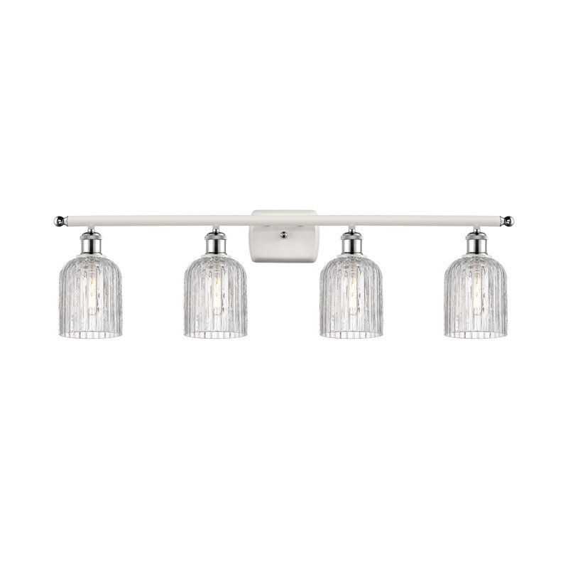 Fiennes 4 - Light Dimmable Vanity Light, White Polished Chrome, Clear