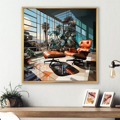 " Coral Teal Mid Century Iconic Chairs "