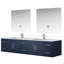 Meuble-lavabo double bleu marine avec comptoir en marbre de culture, robinet et 36 po Miroirs à DEL - dans le comptoir, utilisation durable à long terme-217588557