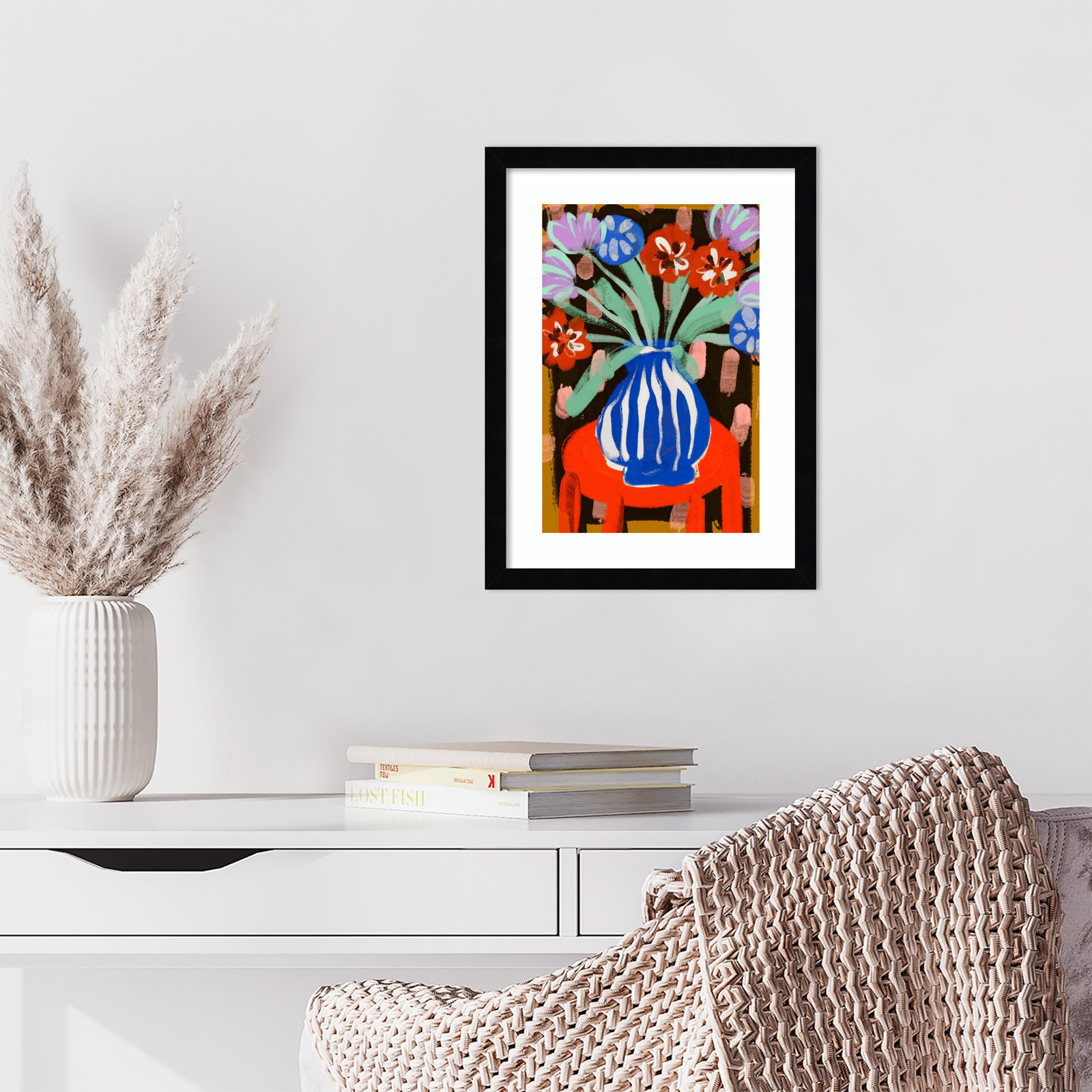 Ocilla "Floral Still Life No. 2" Print, Black, 17" H x 13" W