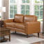 Causeuse rembourrée en similicuir brun de style moderne avec coussins confortables et dossier en bois 1pc-1136327897