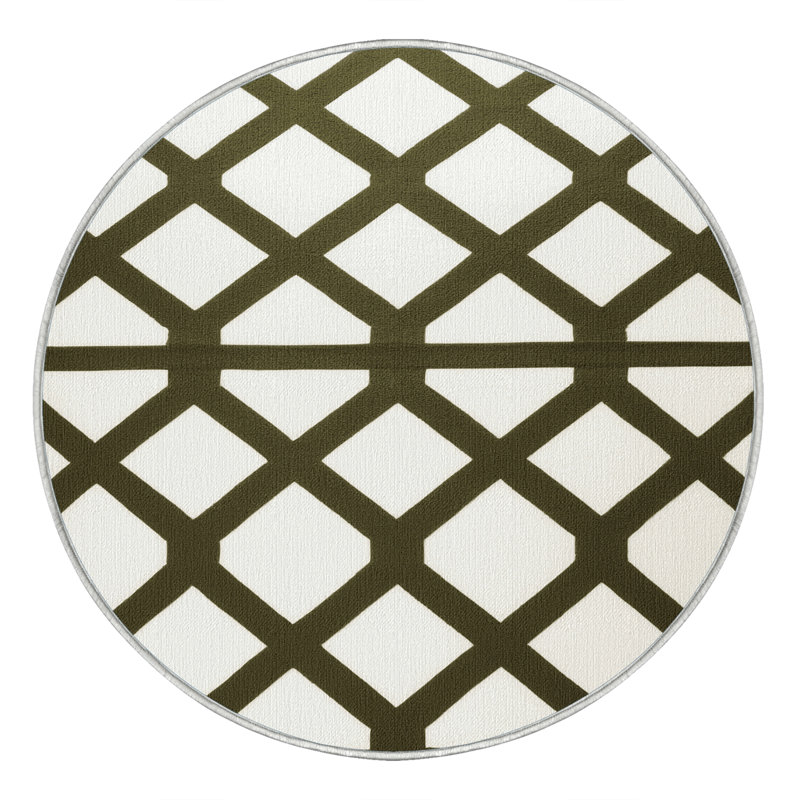 Tapis blanc en treillis lavable à la machine, Rond 7 pi