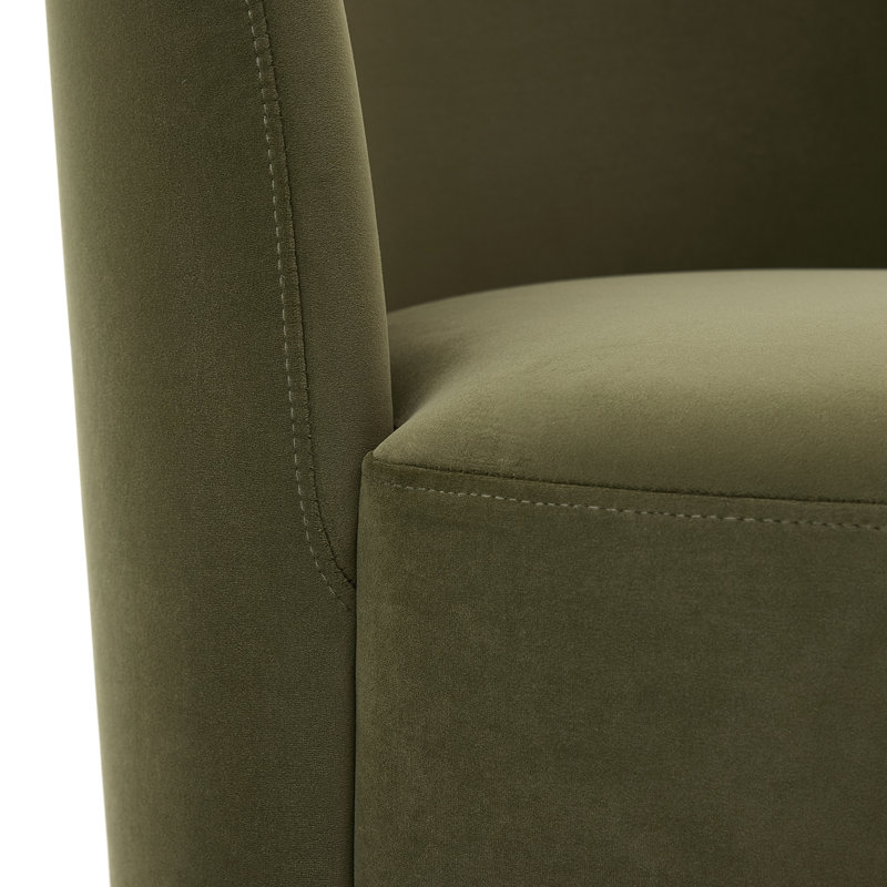 Chaise de salle à manger rembourrée et pivotante avec dossier incurvé et moderne bâton, Soren Olivine Performance Velvet