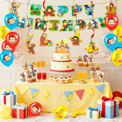 Articles de décorations de fête Curious George, ensemble de décorations de fête d'anniversaire Curious George