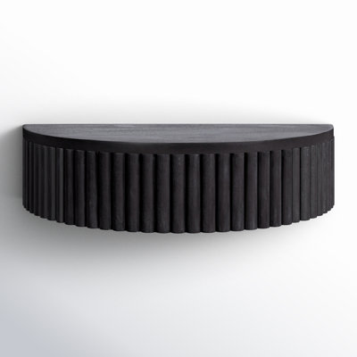 Kristie Half-circle Mango Floating Shelf with Drawer