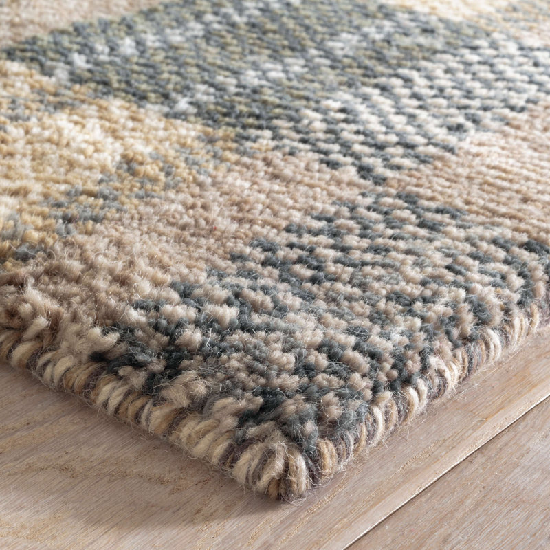 Fairhaven Natural Hand Loom Knotted Wool Rug, Rectangle 5' x 8'