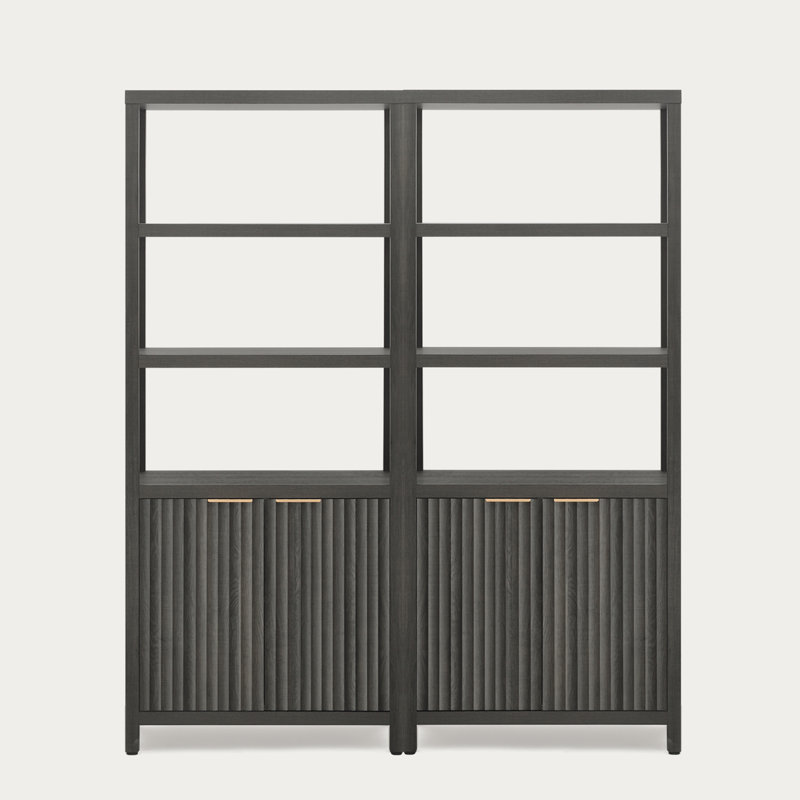 Bibliothèque de rangement Nicolee H 71 po (ensemble de 2), Chêne minuit