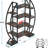 55" Triple Wide Oval Industrial Rustic Brown Etagere Bookcase For Office, Living Room