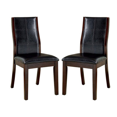 Chaises de salle à manger de style transitionnel pour 2 personnes, couleur cerise brune, assise, dossier courbé, structure en bois massif 2 - cerisier, bois, distinctif