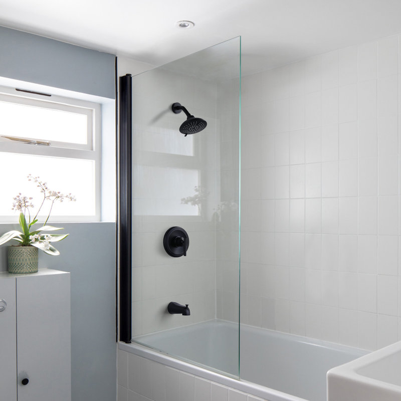 Matte Black Wall Mounted Single-Handle Shower Faucet Set