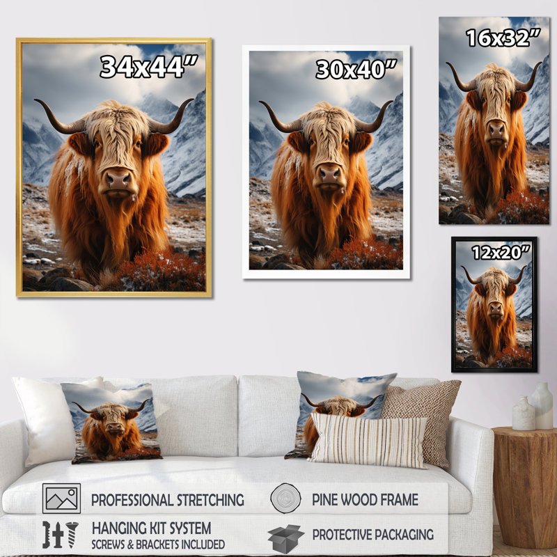 Brown Yaks In Montain IV, reproduction d'art sur toile, Noir, H 40 po x l 30 po x P 1,5 po