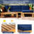 5-piece Acacia Wood Patio Sectional Set With Navy Blue Cushions-1501781324