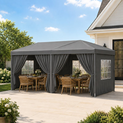 20'W x 10'D Canopy Tent, Heavy Duty Pop up Canopy with Sidewalls -Gray