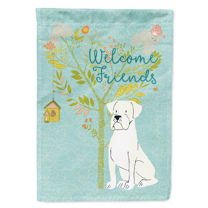 « welcome », un polyester de 2 côtés en polyester de 15 x 11 po drapeau de jardin, Boxer blanc