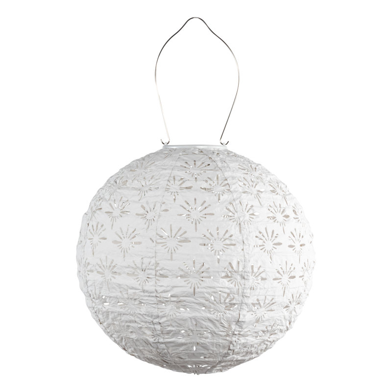 12'' White Solar Powered Globe Lantern with Porcelain Design