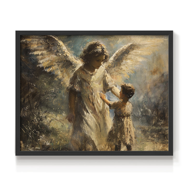 Angels From Above-XCIX - Impression encadrée - Restickable, H 22 po x l 28 po, Noir, noir, noir, noir