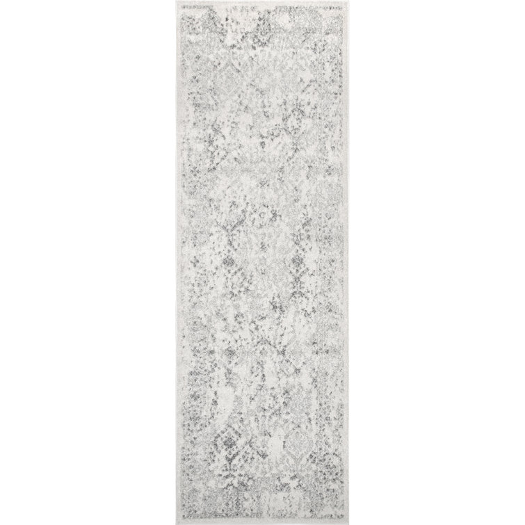 Almirka Medallion Runner Rug for Living Room Bedroom Dining Room Entryway Hallway Kitchen, Ivory/Grey
