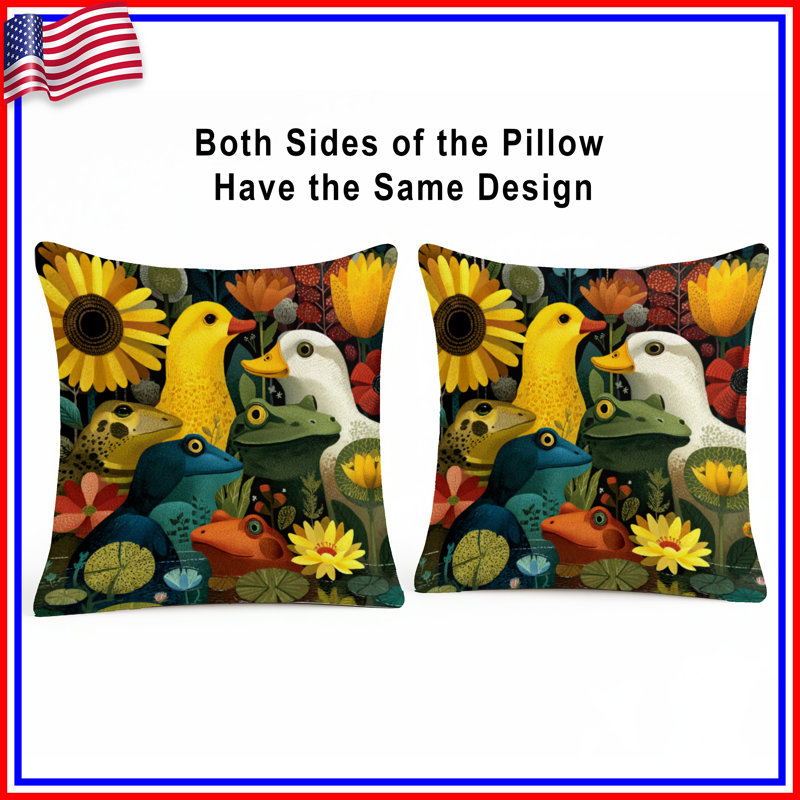 Coussins Frog Ducks, 14 X 14 pouces
