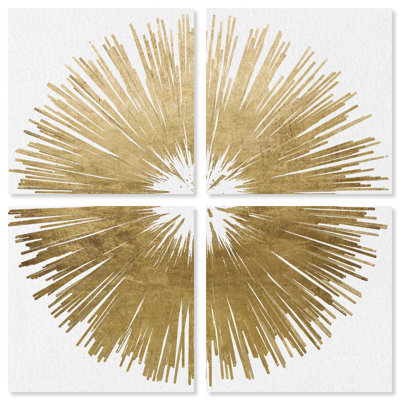 «Abstract Explosion Modern Gold», 4 pièces sur toile tendue