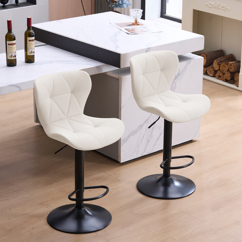Ensemble de 2 tabourets de bar pivotants à hauteur réglable - pivotant à 360 ° avec repose-pieds, confort rembourré pour îlot de cuisine et comptoir