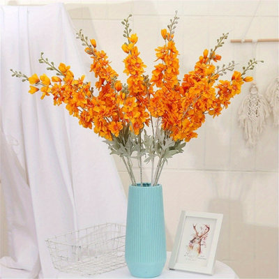 6 pièces de fleurs artificielles Delphinium pour grand vase Larkspur Faux fleurs 33,5 po Tiges longues fleurs en soie artificielle pour la maison de mariage Baby Shower Arrangement floral Centre de table