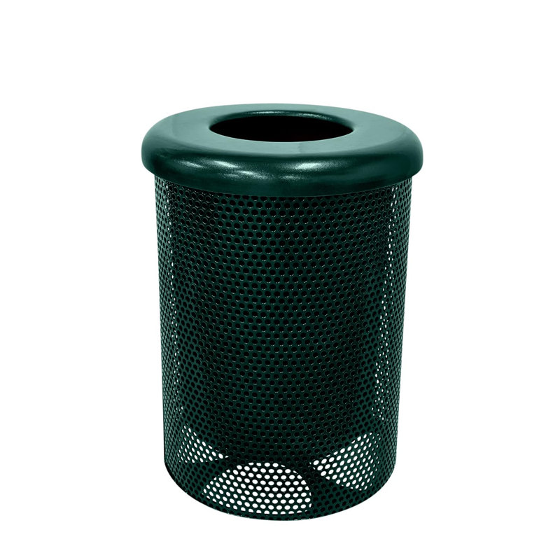 Poubelle d'extérieur Coated Outdoor Furniture de 121 litres (32 gallons), vert foncé, couvercle plat, Vert foncé