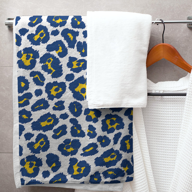 Everdene Bath Towel, Microfiber, White/Gold/Royal Blue