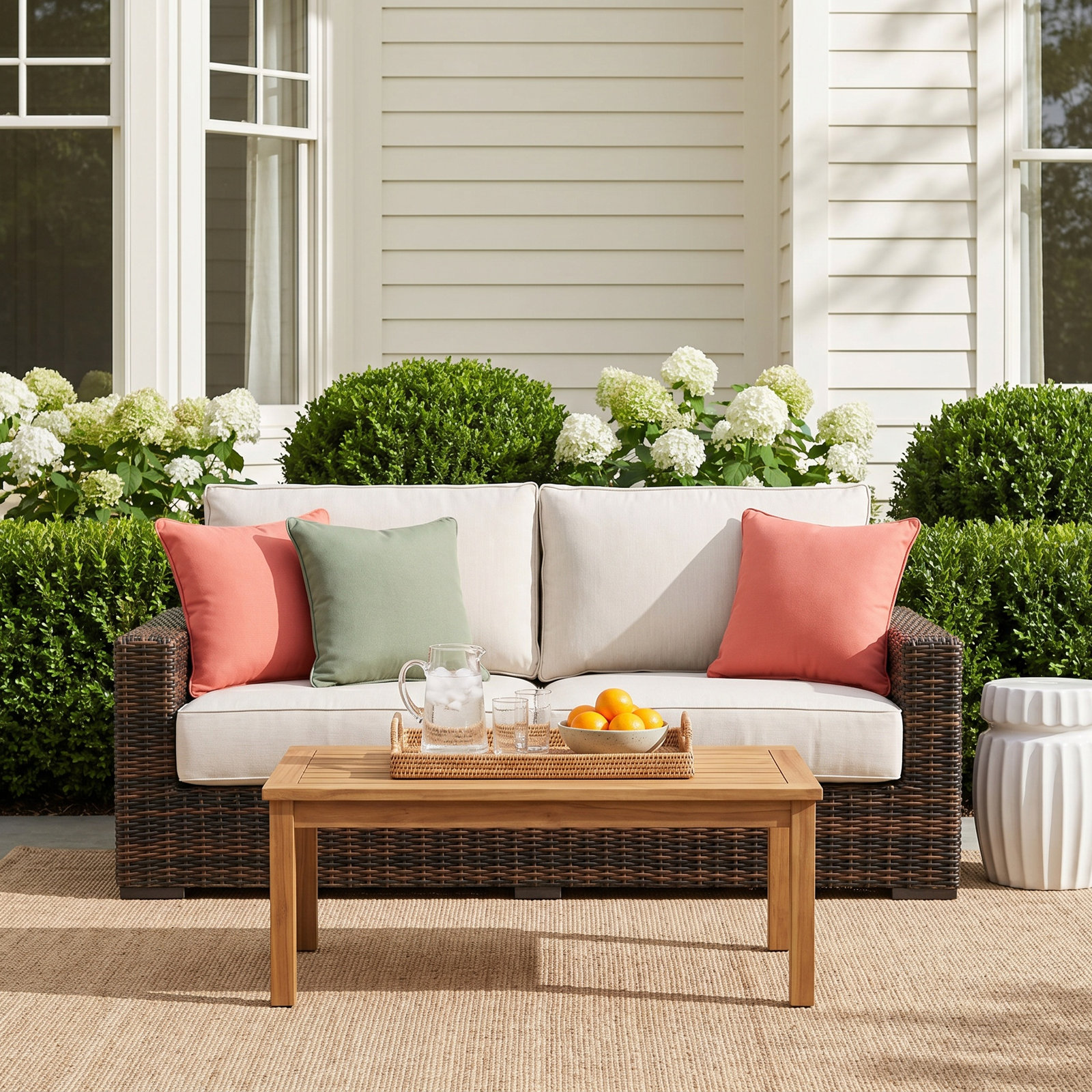 Montecito 72" Sunbrella® Patio Loveseat, Canvas Flax Sunbrella® Canvas
