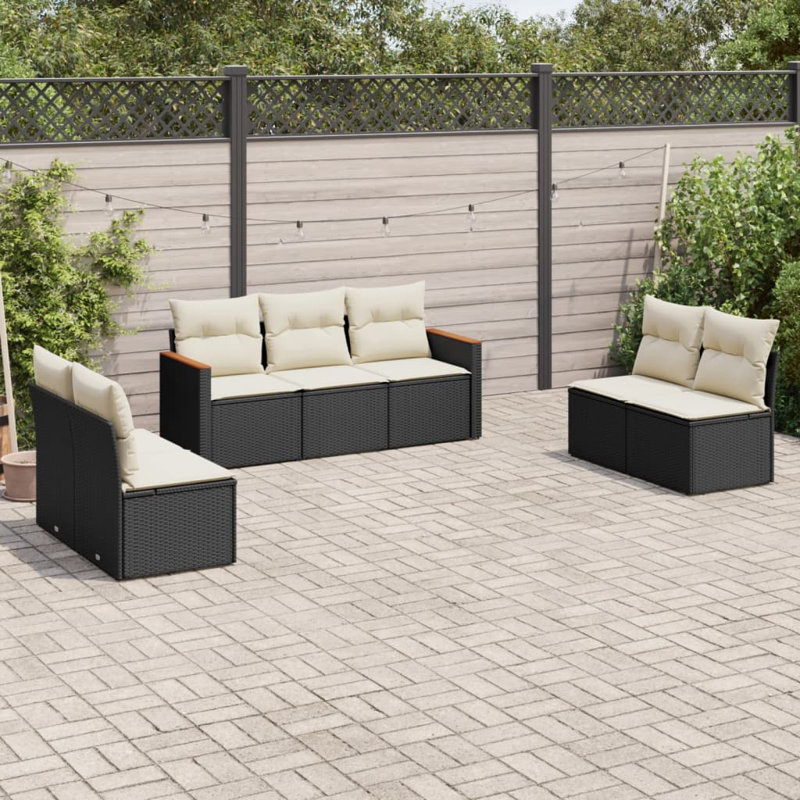 Vidaxl Garden Sofa Set Black And Cream White