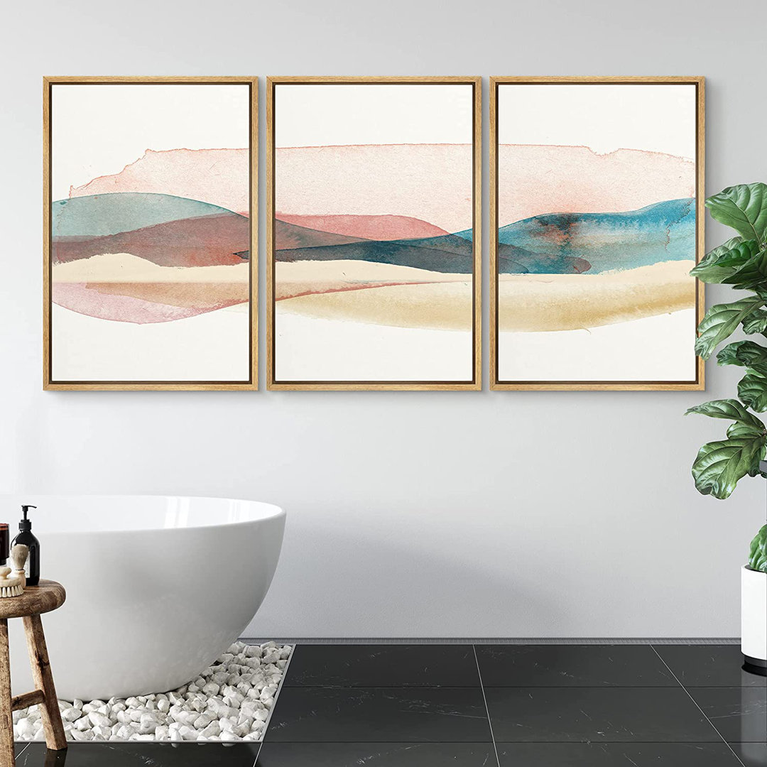 Abstract Landscape " Abstract Watercolor Mountain Range " 3 - Pieces IDEA4WALL 