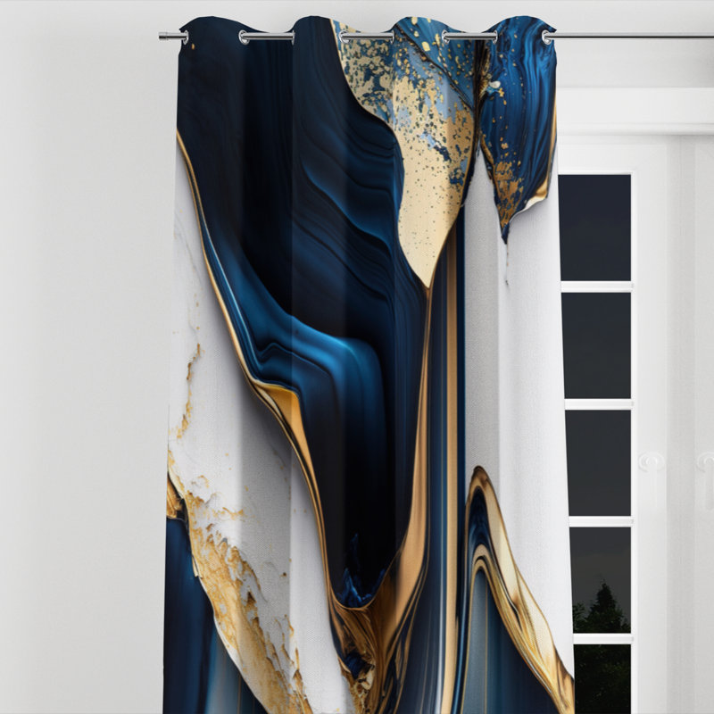 Auryana - Abstract Grommet Curtain - Velvet Room Darkening - 1 panel, Silver Grommets, 52" W x 63" L