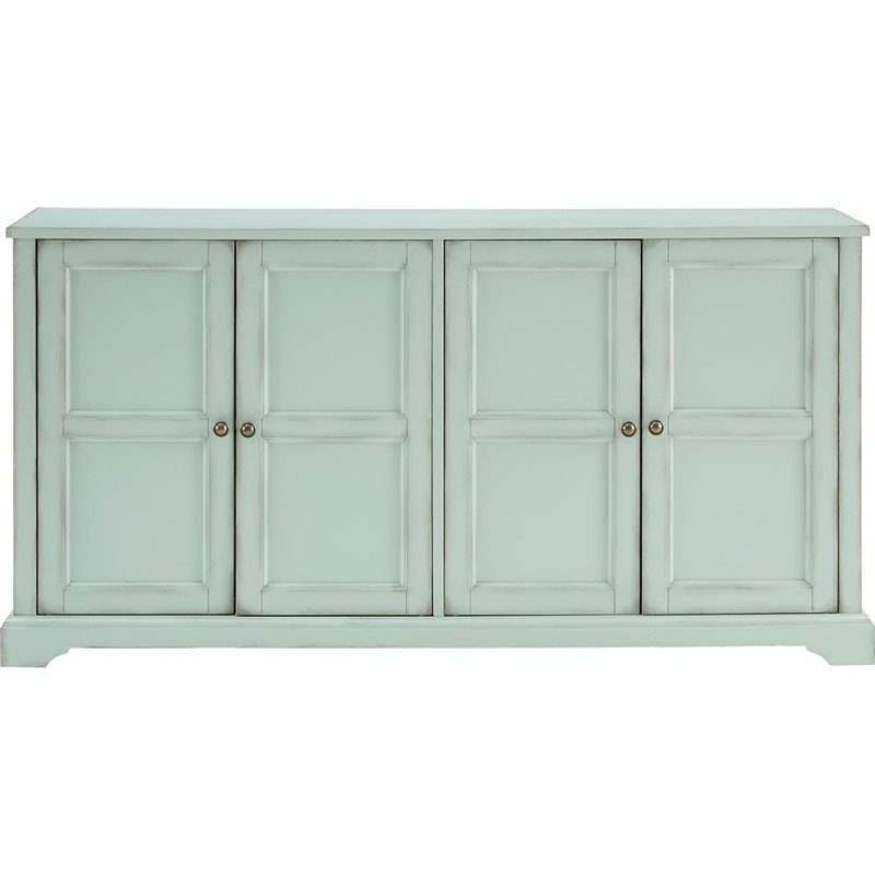 Buffet Traditional, armoire de rangement bleue patinée