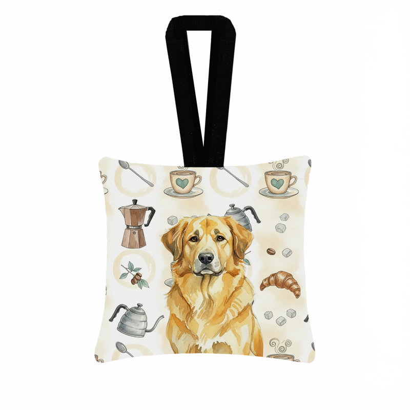 Ornement suspendu en tissu lion Lionberger, Lion Leonberger jaune