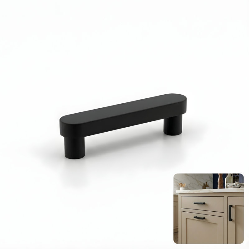 ROUS Hardware Mid-Century Modern Cabinet Handle 1-Count, Charcoal (Black), 3.5"