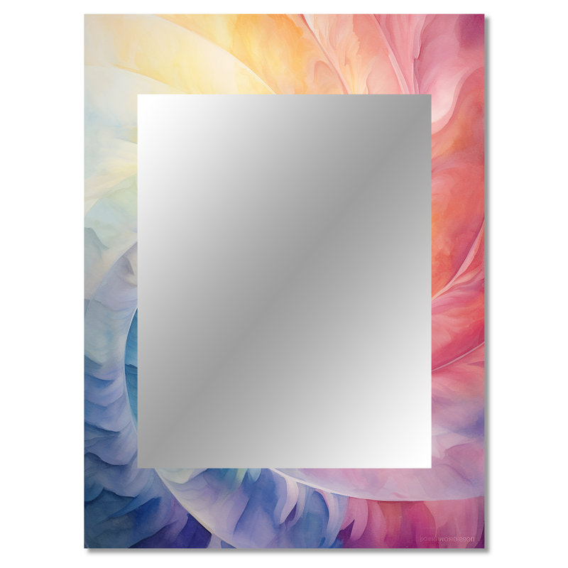 Raimbow Serenade Of Spirals - Abstract Spirals Wall Mirror, Modern Decorative Mirror, Printed Metal Art, 40" x 30"