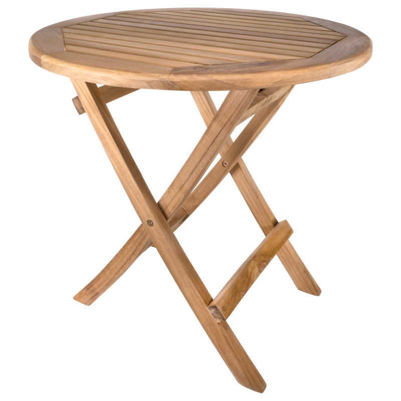 Table d'appoint ronde pliante en teck naturel Nordic Teak - 20,0 po Abdouallah