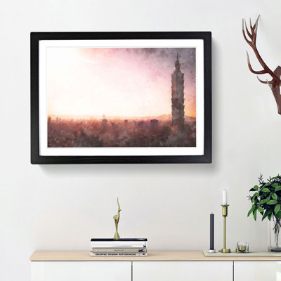 Sunset over Taipei City in Taiwan - Picture Frame Painting Print