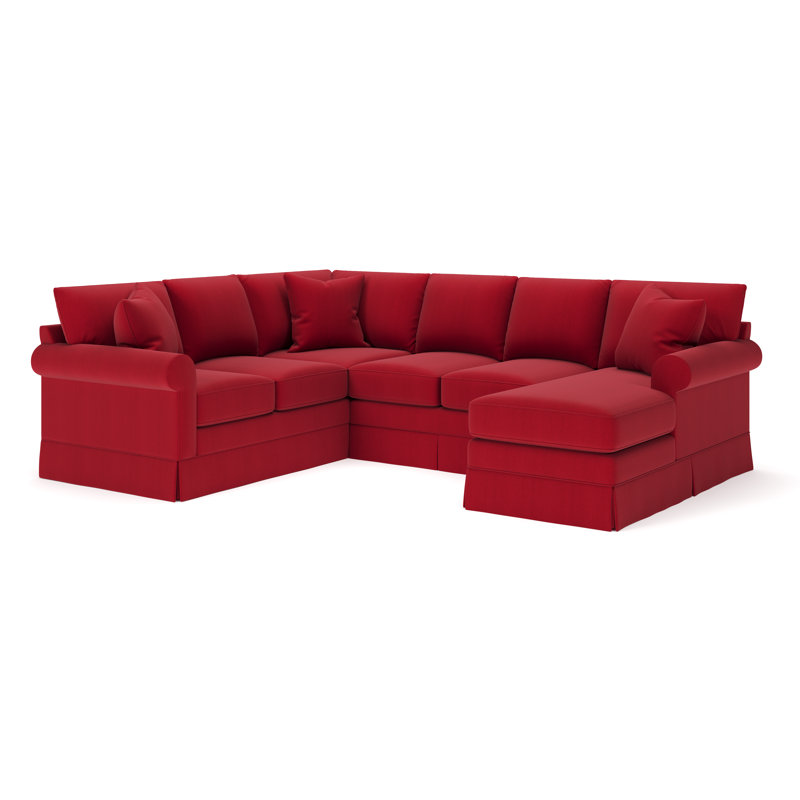 Friedman Upholstered U-Shaped Sectional, Bayou Flame Canvas, Right Hand Facing