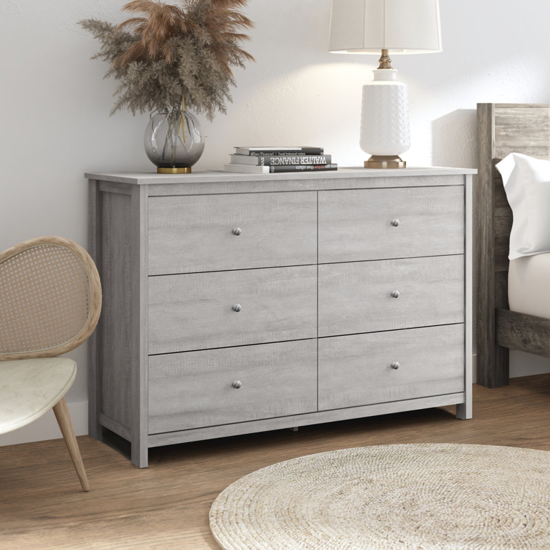 Isenbert 6 Drawer 47.2" W Standard Dresser, Dusty Gray Oak