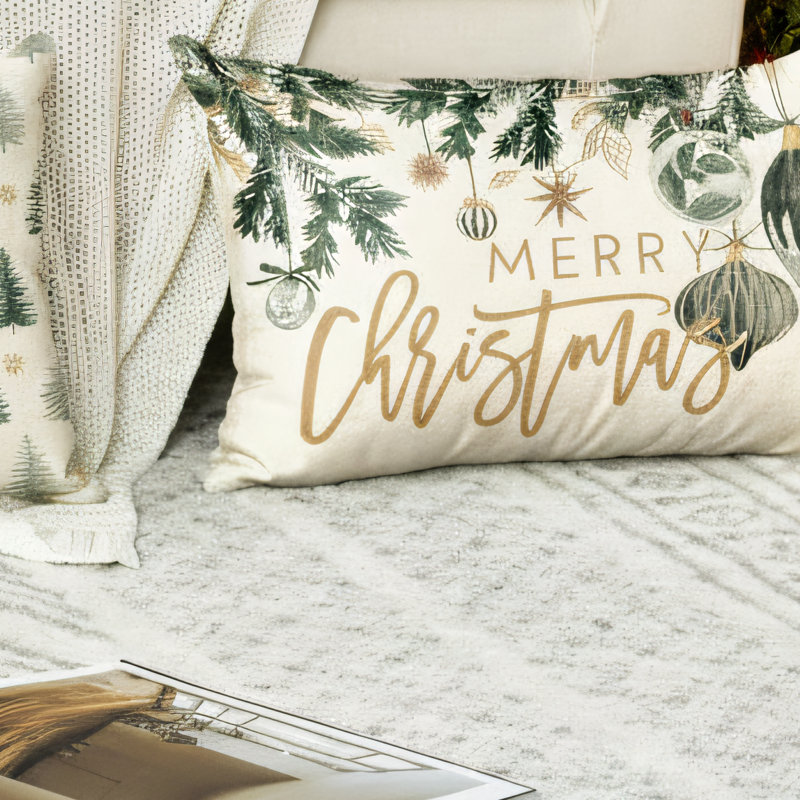 4-Piece Christmas Tree And Snowflake Pillowcase Set, 12.2 X 20.2 Inches. Joyful Christmas Ball Winter Holiday Theme, Festive Decorative Cushion Covers, Suitable For Sofas, Rich In Christmas Atmosphere.